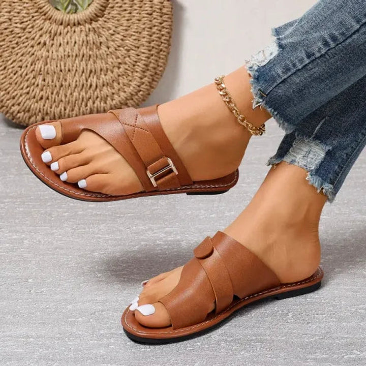 Women's Orthopedic Bunion-Correcting Faux Leather Slip-On Sandals