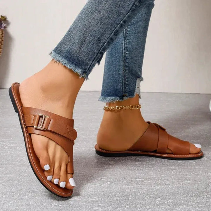 Women's Orthopedic Bunion-Correcting Faux Leather Slip-On Sandals