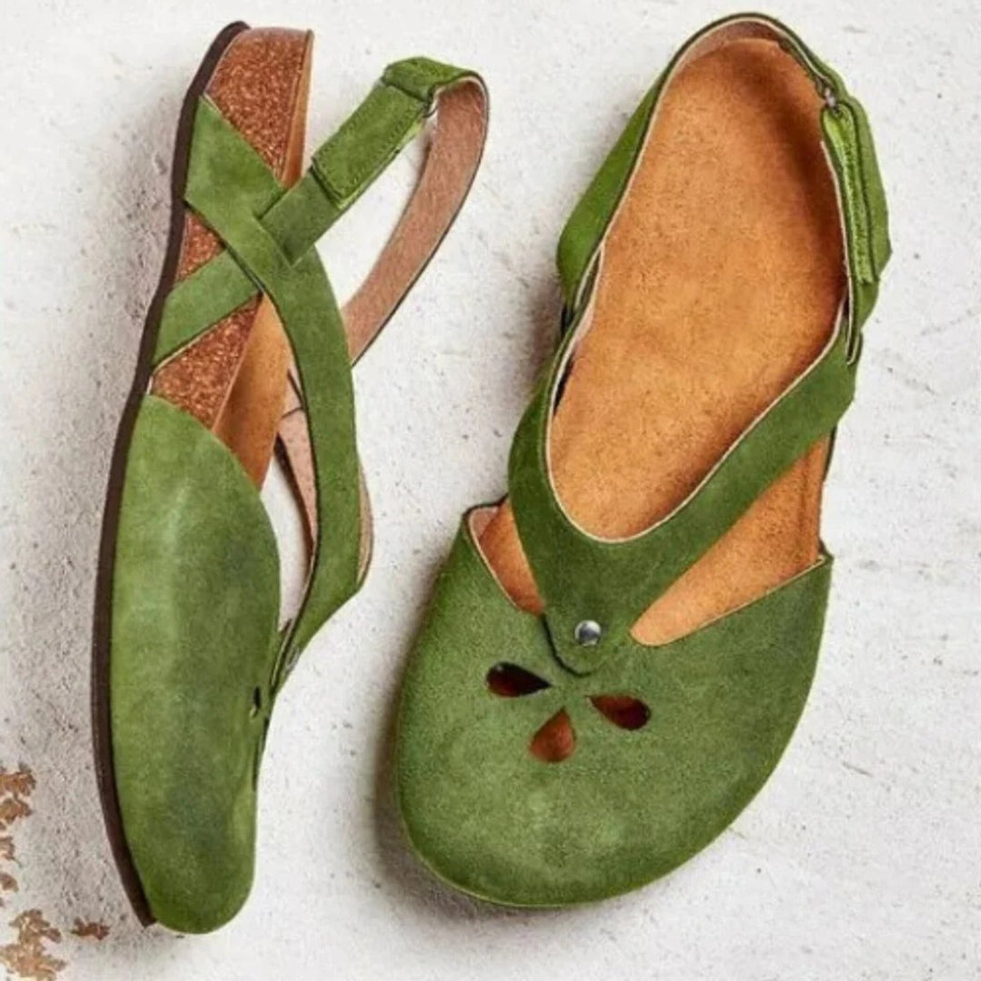 Women's Orthopedic Closed-Toe Slingback Sandals Cross-Strap Flat
