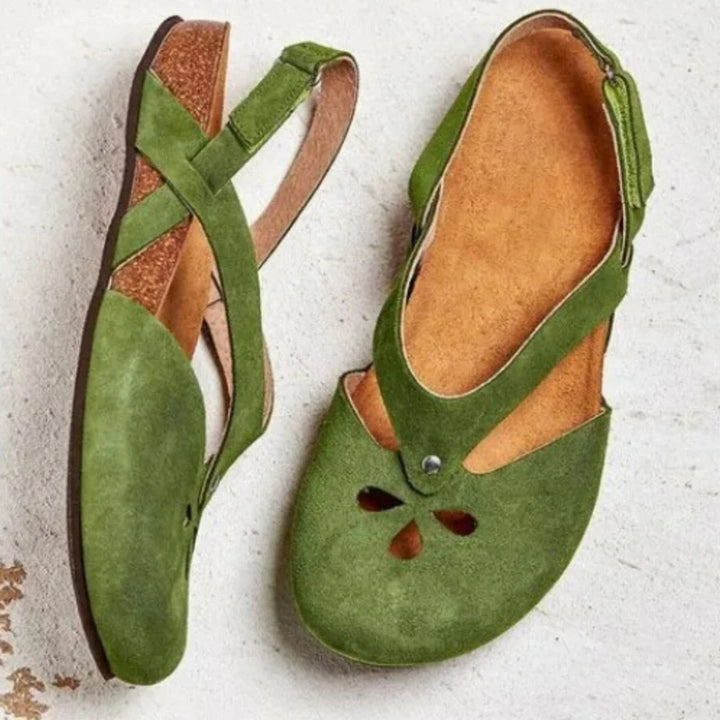 Women's Orthopedic Closed-Toe Slingback Sandals Cross-Strap Flat
