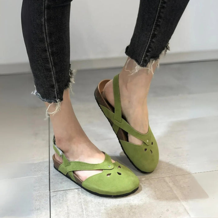 Women's Orthopedic Closed-Toe Slingback Sandals Cross-Strap Flat