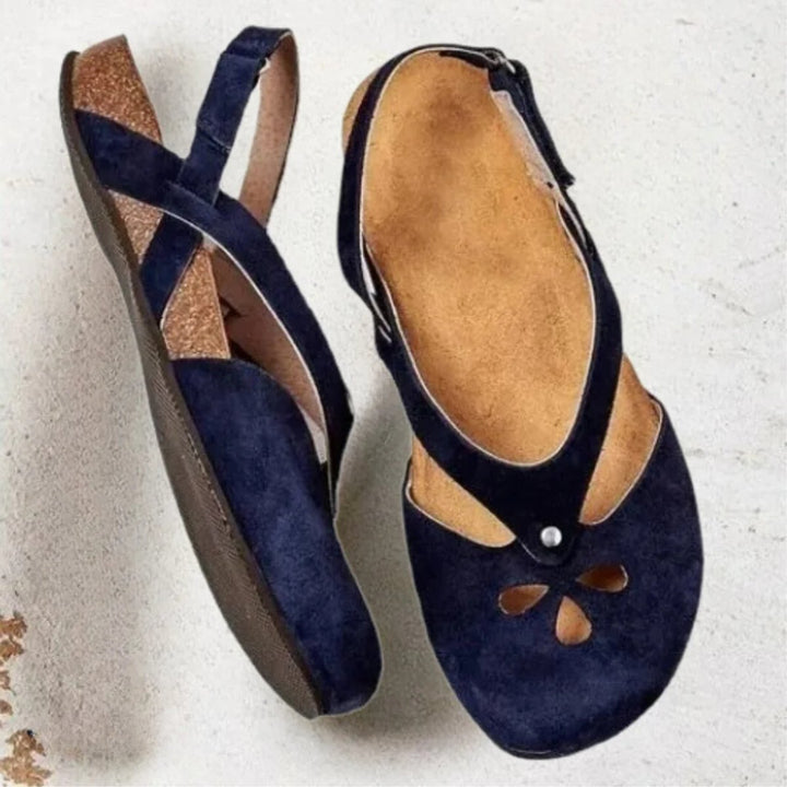 Women's Orthopedic Closed-Toe Slingback Sandals Cross-Strap Flat