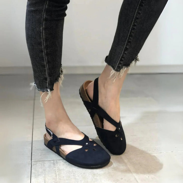 Women's Orthopedic Closed-Toe Slingback Sandals Cross-Strap Flat