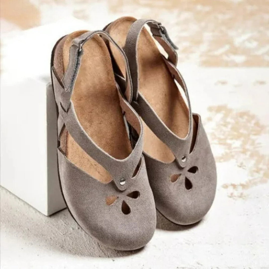 Women's Orthopedic Closed-Toe Slingback Sandals Cross-Strap Flat