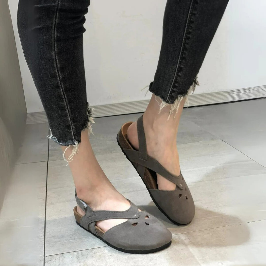 Women's Orthopedic Closed-Toe Slingback Sandals Cross-Strap Flat