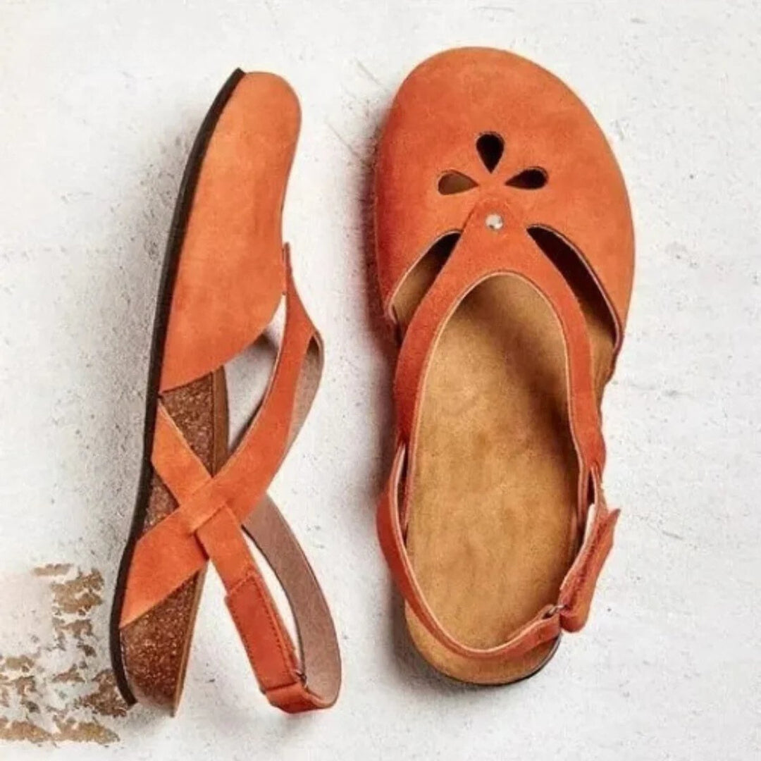 Women's Orthopedic Closed-Toe Slingback Sandals Cross-Strap Flat