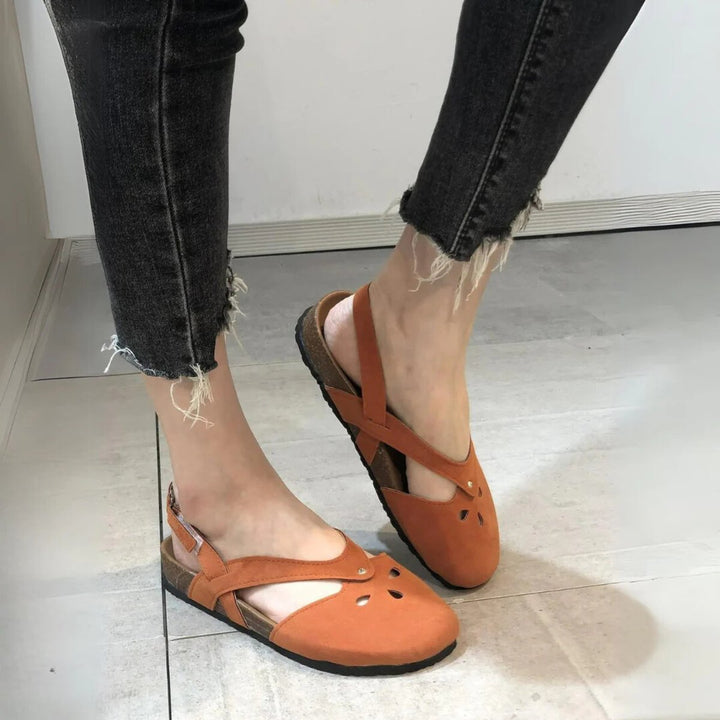Women's Orthopedic Closed-Toe Slingback Sandals Cross-Strap Flat