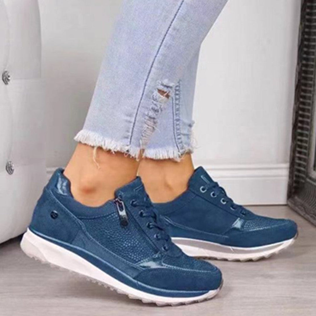 Women's Orthopedic Cushioned Lace-Up Zip Trainers