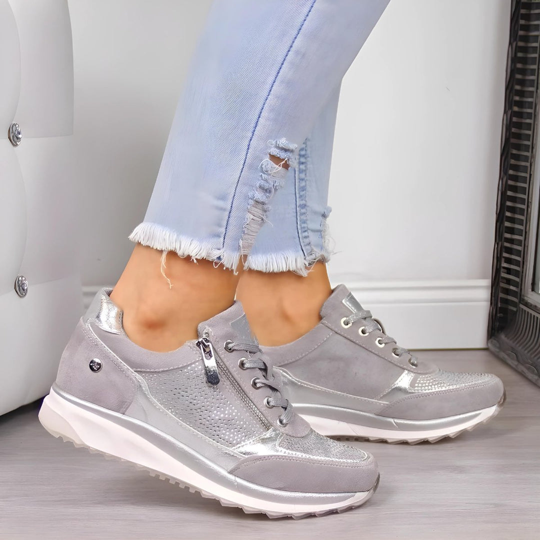 Women's Orthopedic Cushioned Lace-Up Zip Trainers
