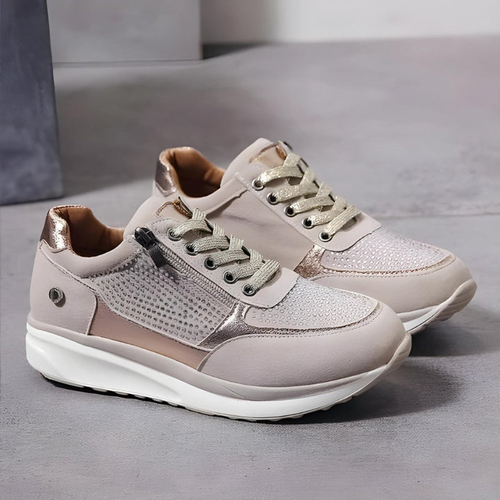 Women's Orthopedic Cushioned Lace-Up Zip Trainers