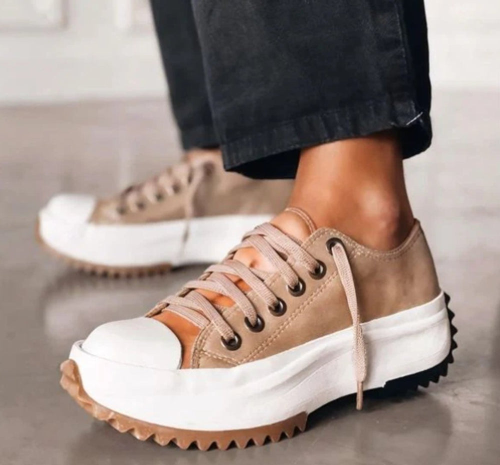 Women's Orthopedic Platform Trainers Lace-Up Canvas Chunky Sole