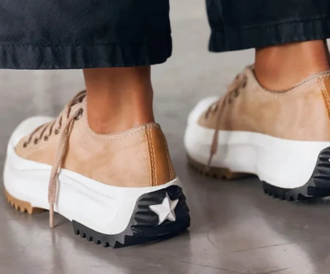 Women's Orthopedic Platform Trainers Lace-Up Canvas Chunky Sole