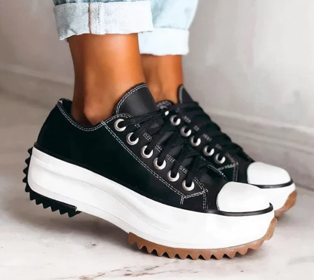 Women's Orthopedic Platform Trainers Lace-Up Canvas Chunky Sole