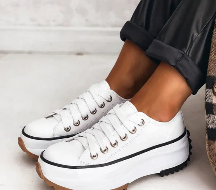 Women's Orthopedic Platform Trainers Lace-Up Canvas Chunky Sole