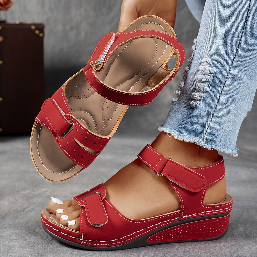 Women's Orthopedic Wedge Sandals Adjustable Hook-Loop Straps