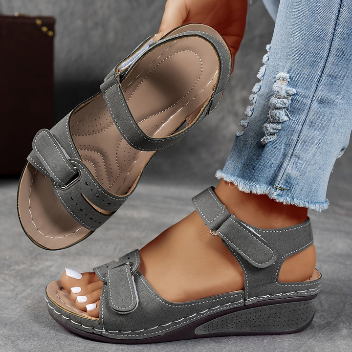 Women's Orthopedic Wedge Sandals Adjustable Hook-Loop Straps