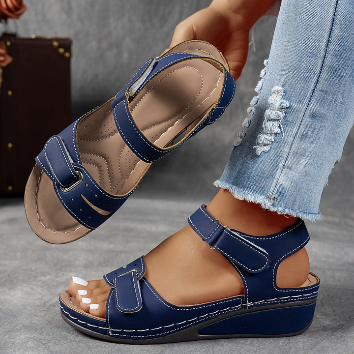 Women's Orthopedic Wedge Sandals Adjustable Hook-Loop Straps