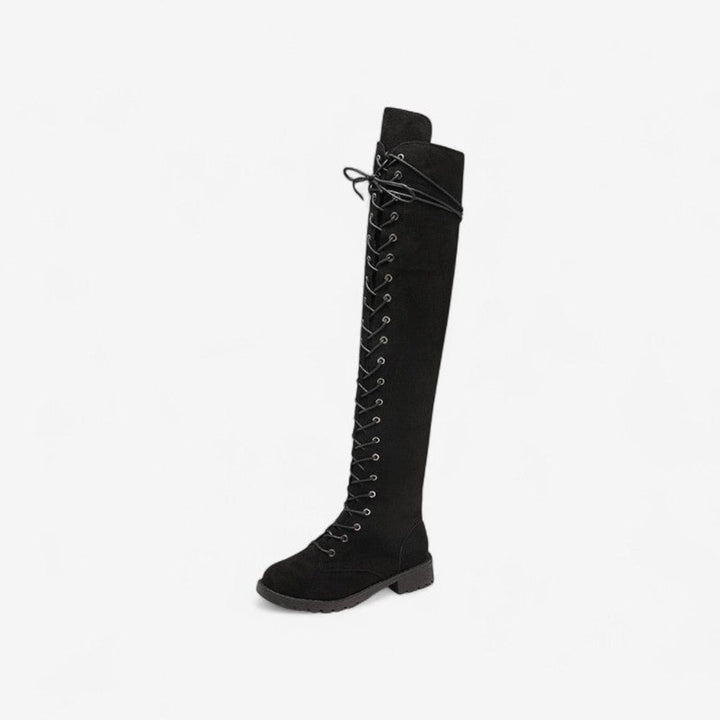 Women's Over-the-Knee Lace-Up Flat Knee-High Boots