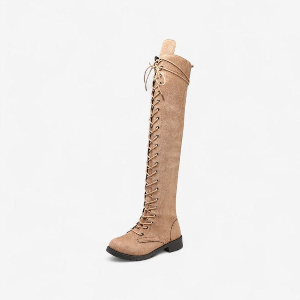 Women's Over-the-Knee Lace-Up Flat Knee-High Boots