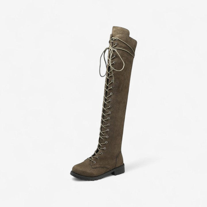 Women's Over-the-Knee Lace-Up Flat Knee-High Boots
