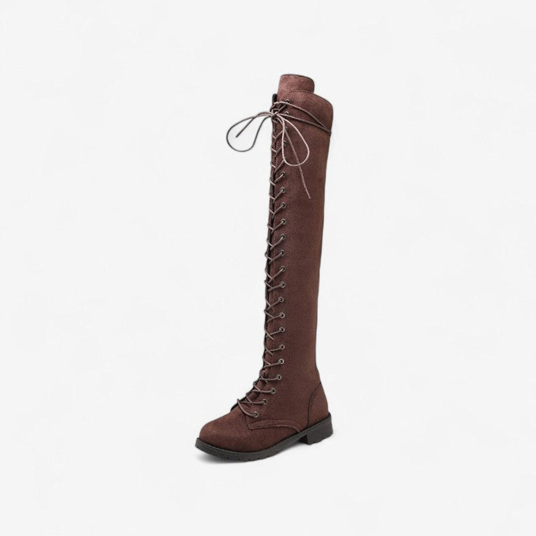 Women's Over-the-Knee Lace-Up Flat Knee-High Boots