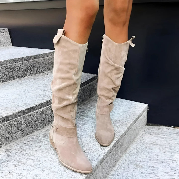 Women's Over-the-Knee Slouch Faux-Suede Flat Knee-High Boots