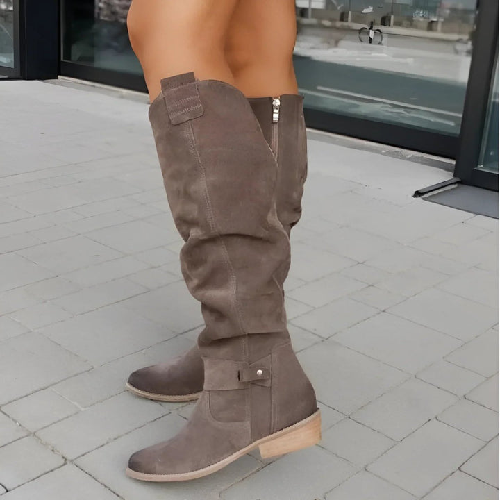 Women's Over-the-Knee Slouch Faux-Suede Flat Knee-High Boots