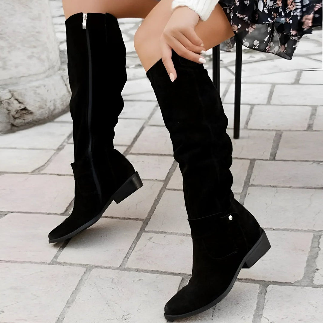 Women's Over-the-Knee Slouch Faux-Suede Flat Knee-High Boots