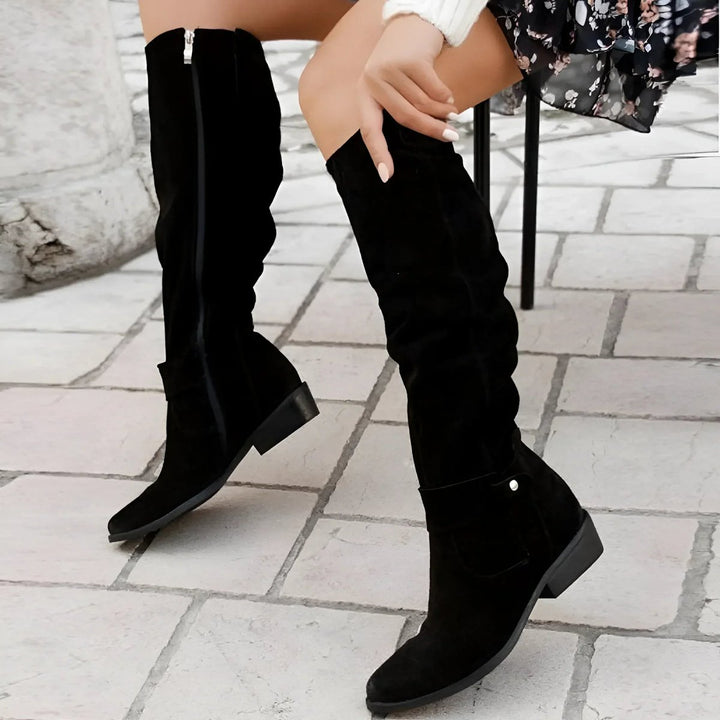 Women's Over-the-Knee Slouch Faux-Suede Flat Knee-High Boots