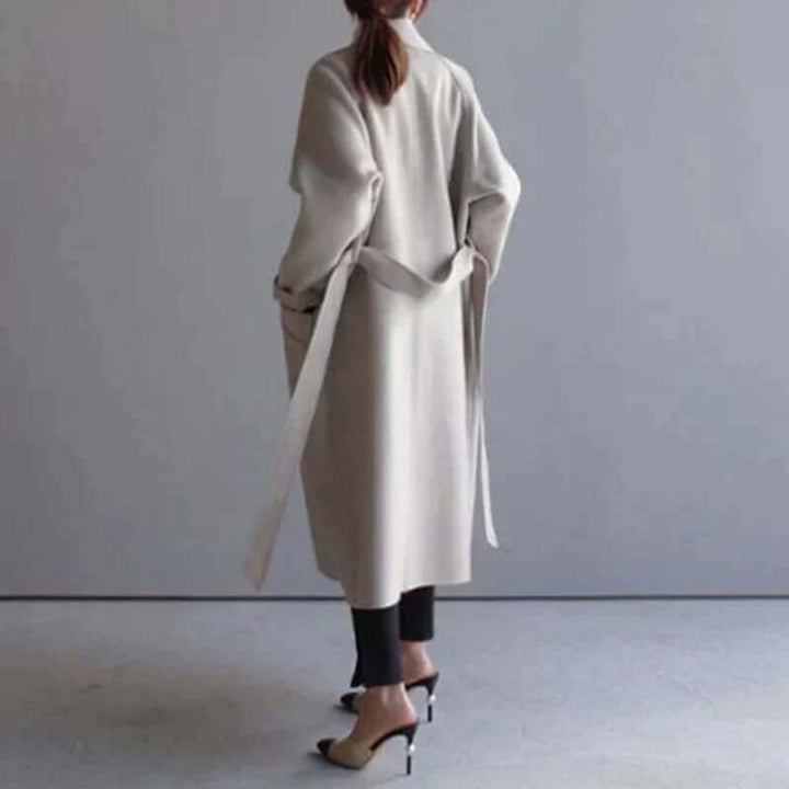 Women's Oversized Double-Breasted Wool Coat Belted Longline