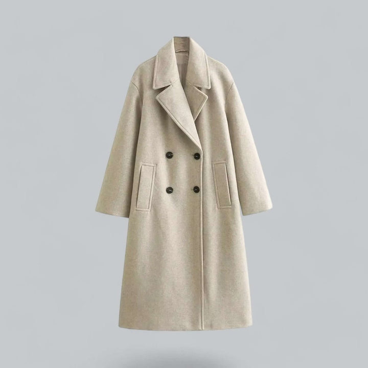Women's Oversized Double-Breasted Wool Coat Long Trench Coat