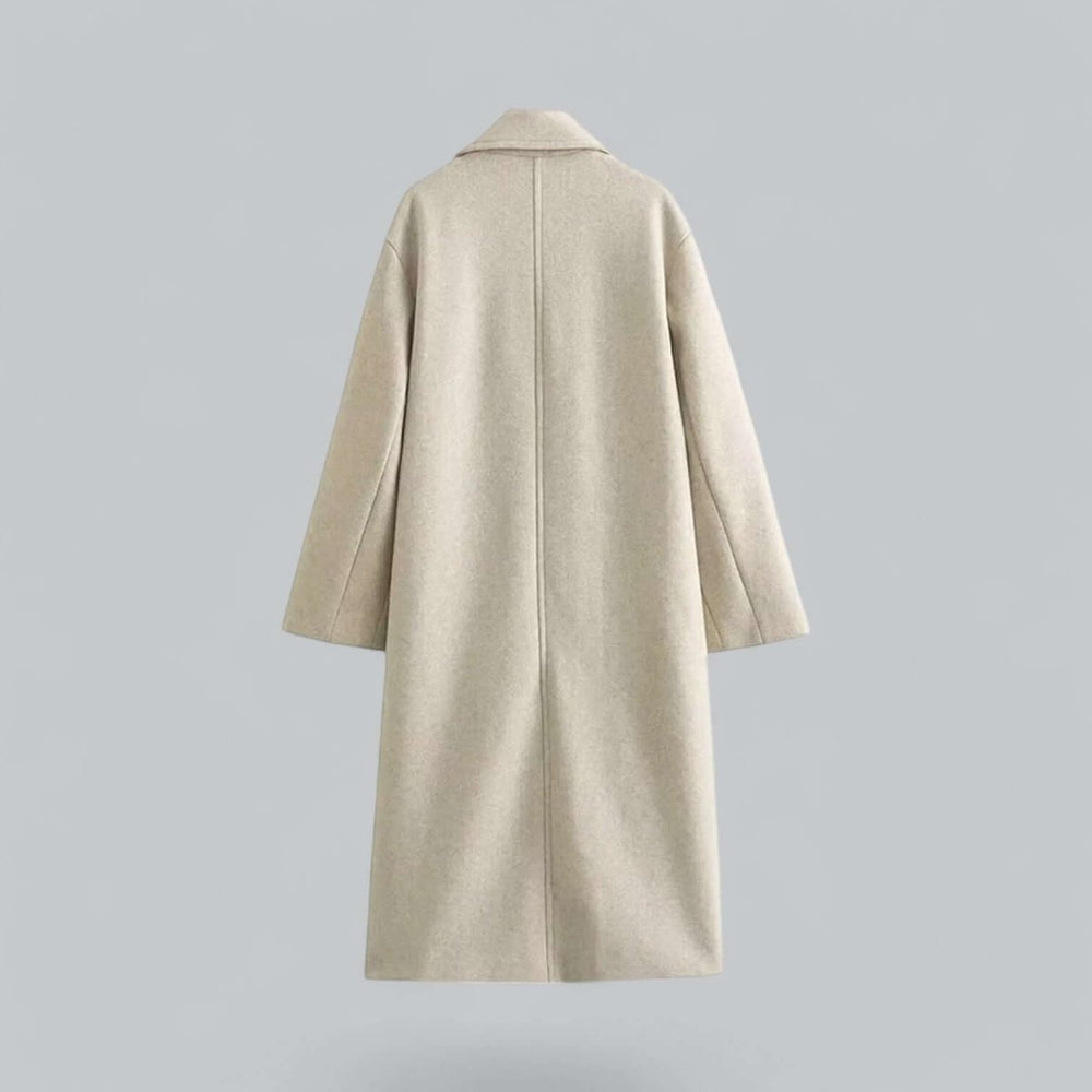 Women's Oversized Double-Breasted Wool Coat Long Trench Coat