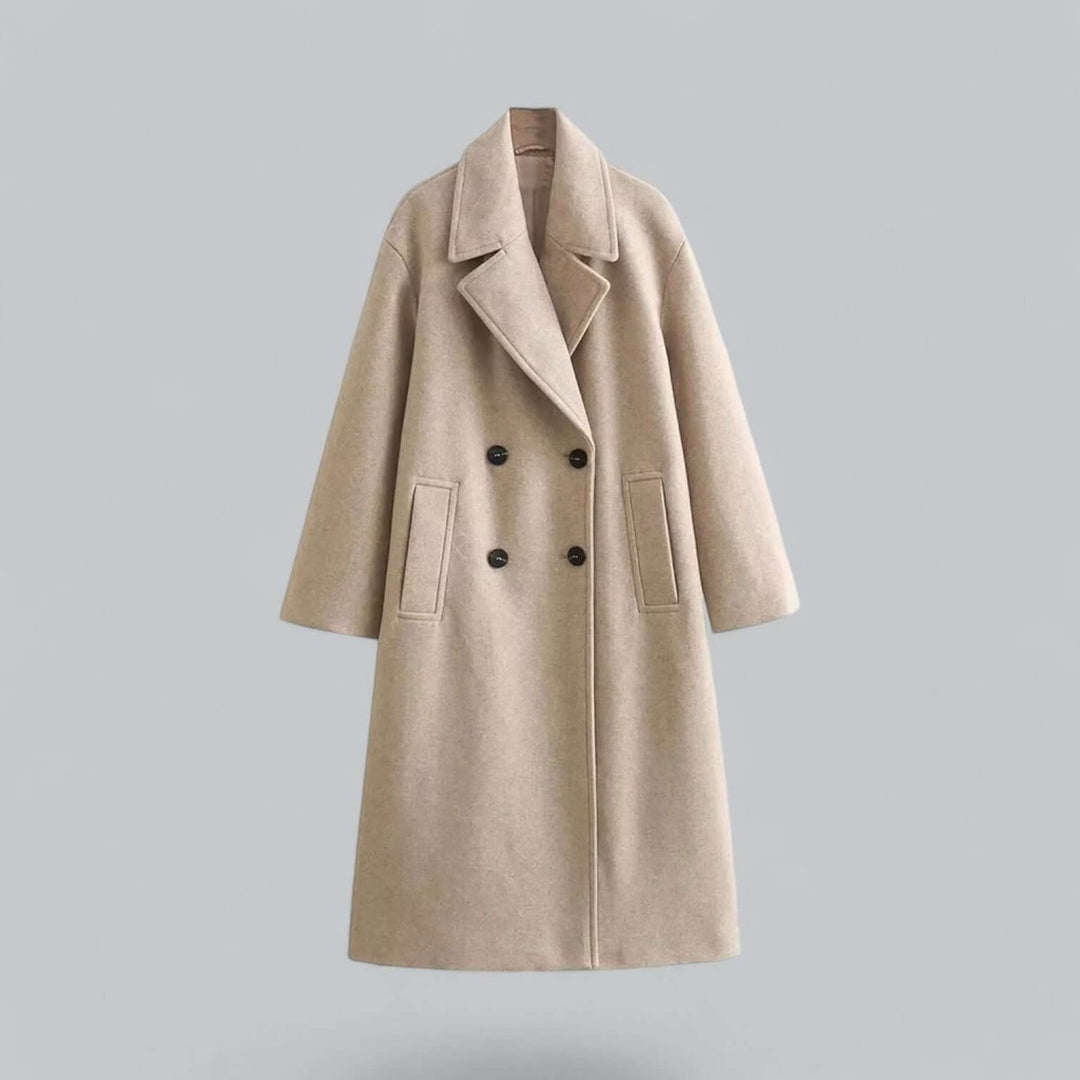 Women's Oversized Double-Breasted Wool Coat Long Trench Coat