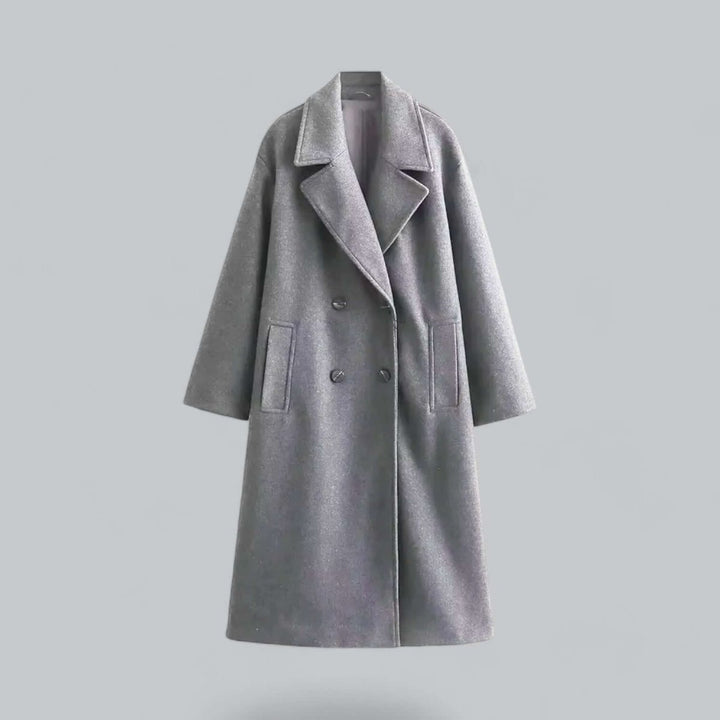 Women's Oversized Double-Breasted Wool Coat Long Trench Coat