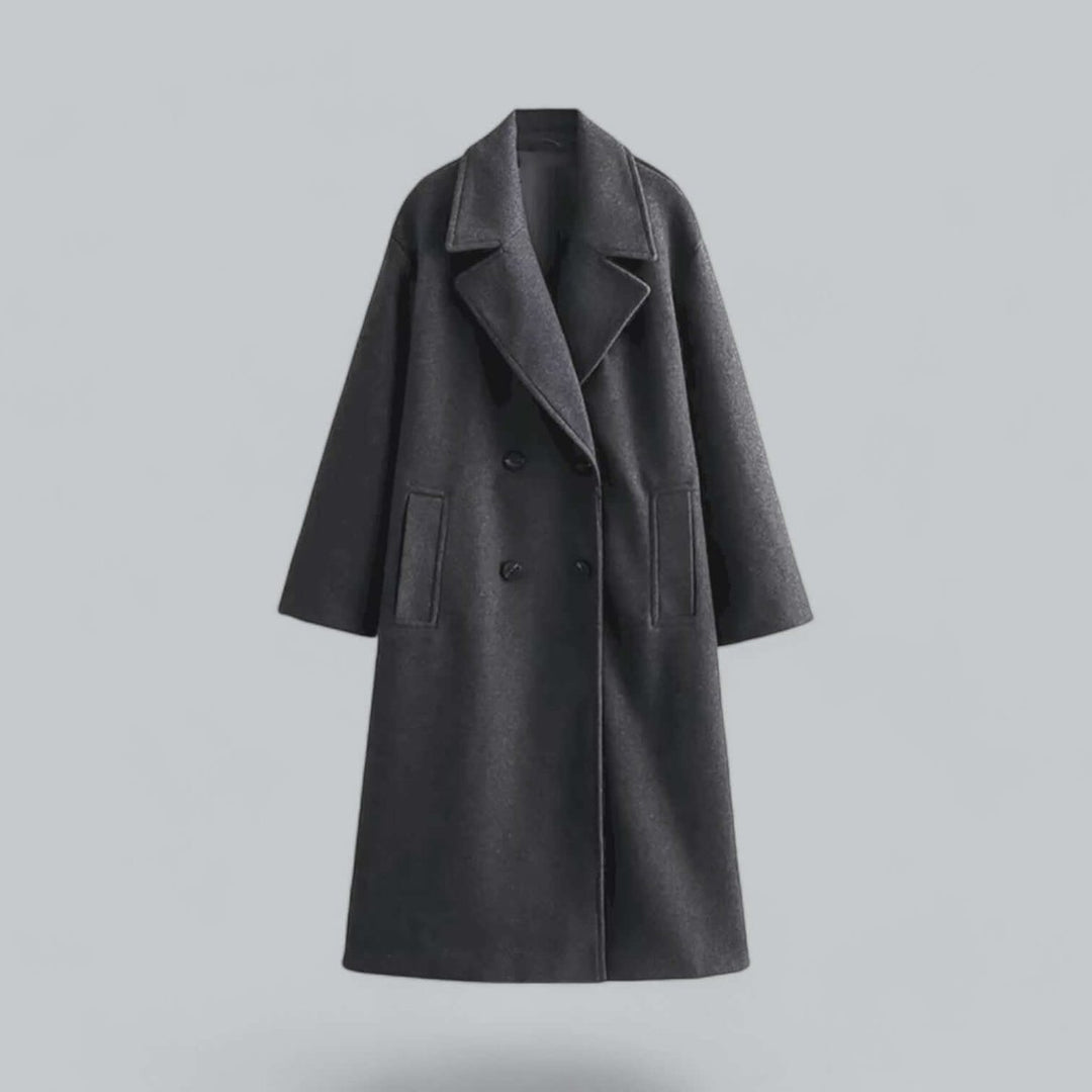 Women's Oversized Double-Breasted Wool Coat Long Trench Coat