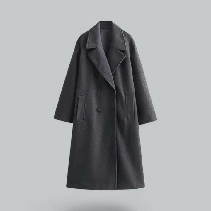 Women's Oversized Double-Breasted Wool Coat Long Trench Coat