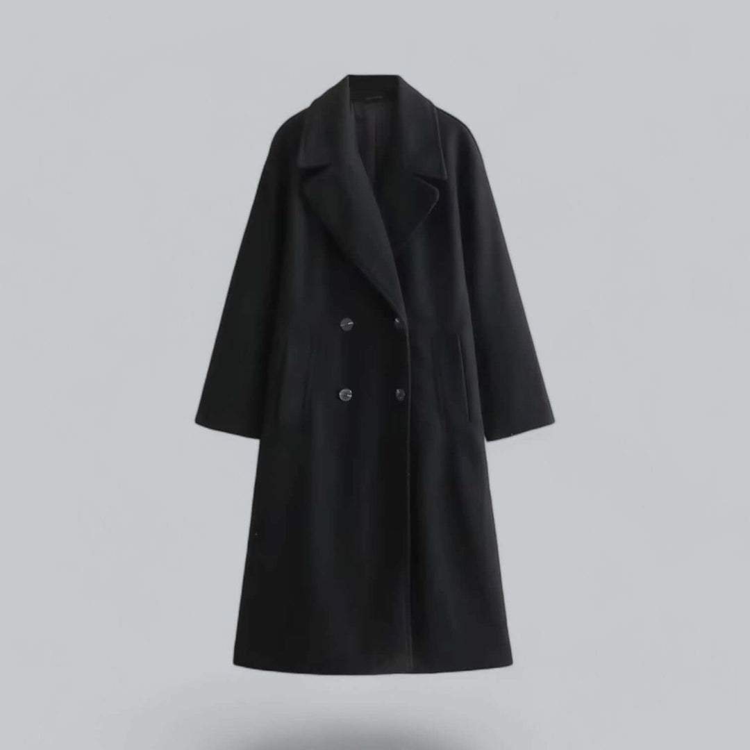 Women's Oversized Double-Breasted Wool Coat Long Trench Coat