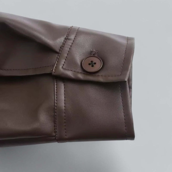 Women's Oversized Faux Leather Zip-Up Bomber Coat