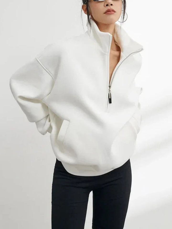 Women's Oversized Half-Zip Jumper Cotton Pullover
