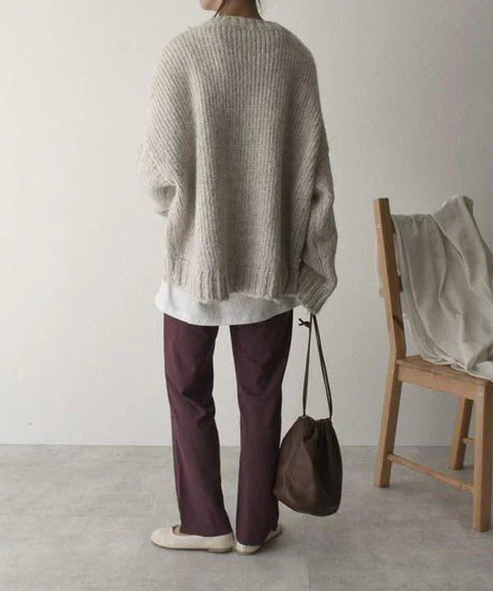 Women's Oversized Knitted Jumper Chunky Ribbed Pocket Pullover