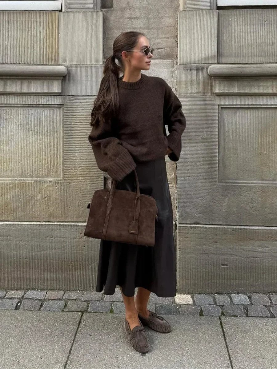 Women's Oversized Knitted Jumper Long Sleeve Relaxed Fit Pullover