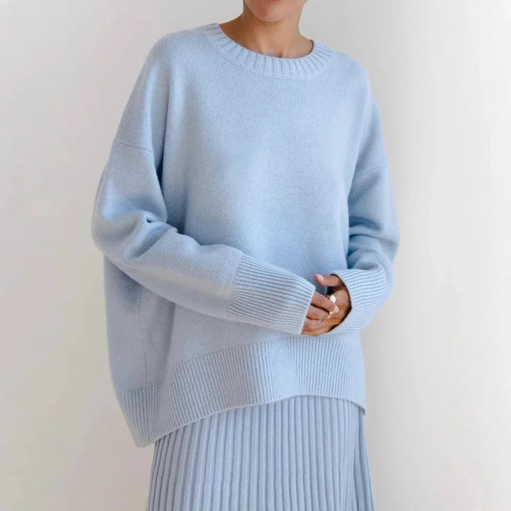 Women's Oversized Knitted Jumper Relaxed Crew Neck Pullover