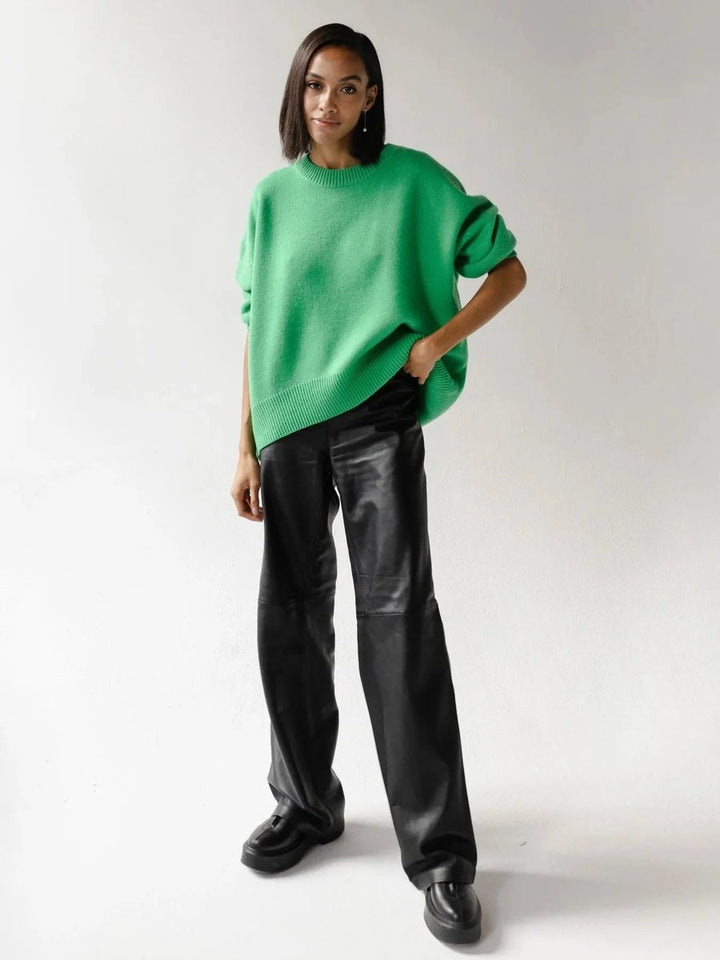 Women's Oversized Knitted Jumper Relaxed Crew Neck Pullover