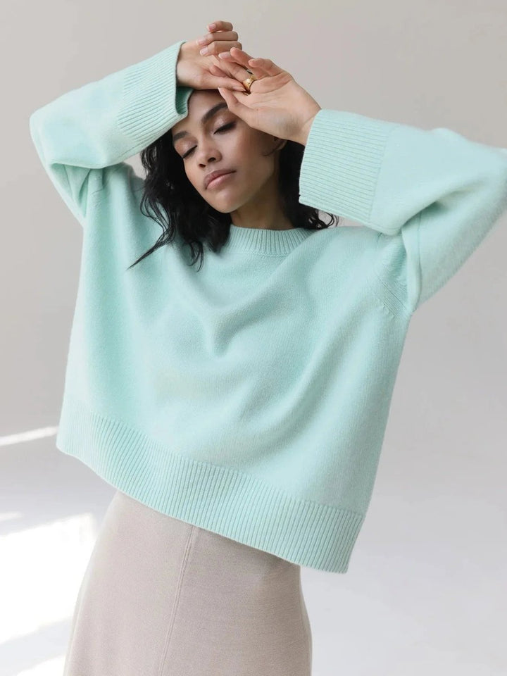 Women's Oversized Knitted Jumper Relaxed Crew Neck Pullover