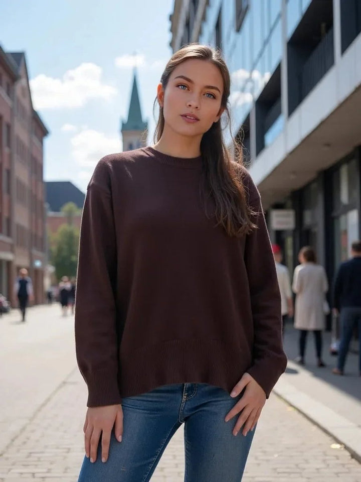 Women's Oversized Knitted Jumper Relaxed Crew Neck Pullover