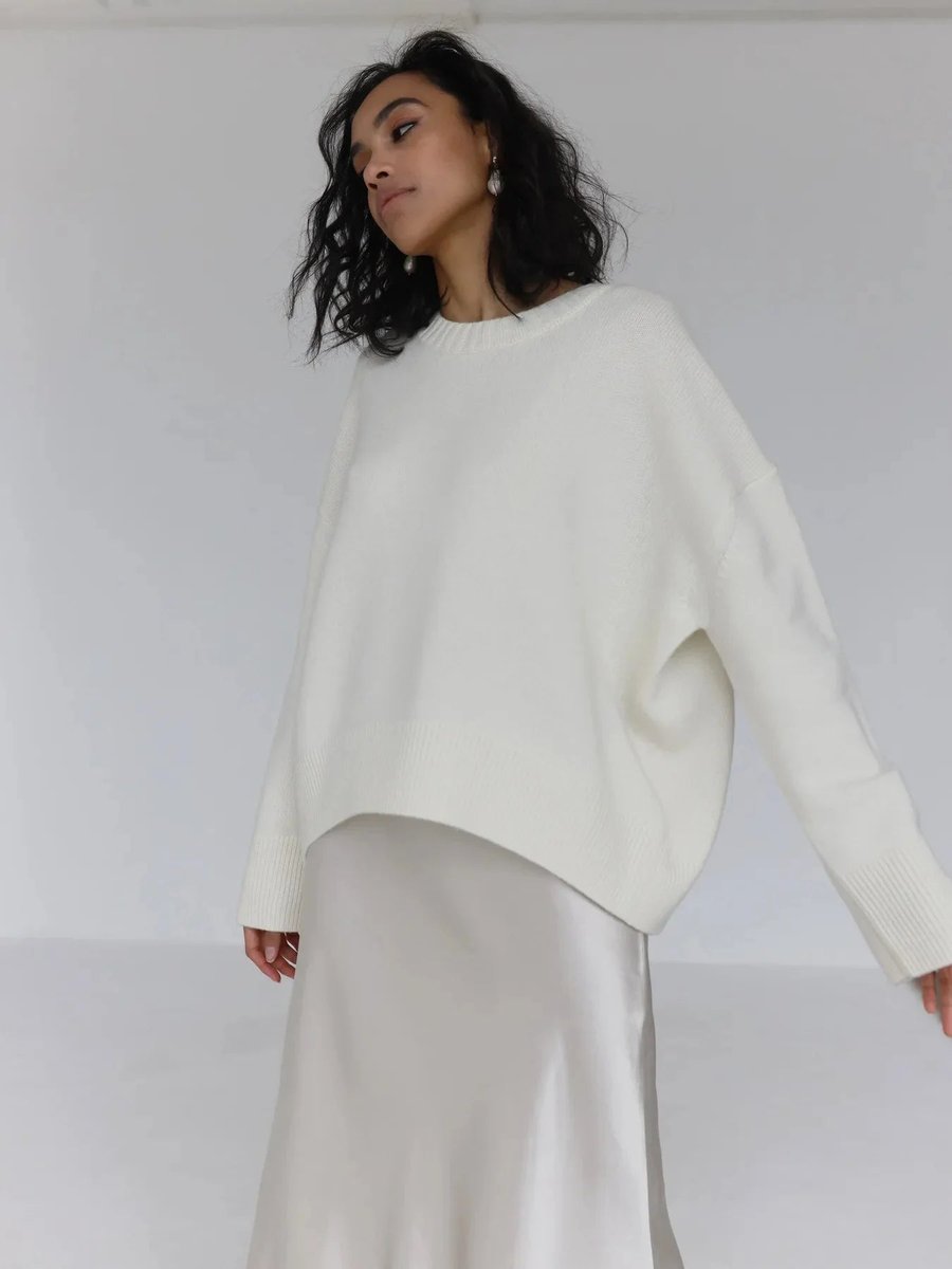 Women's Oversized Knitted Jumper Relaxed Crew Neck Pullover