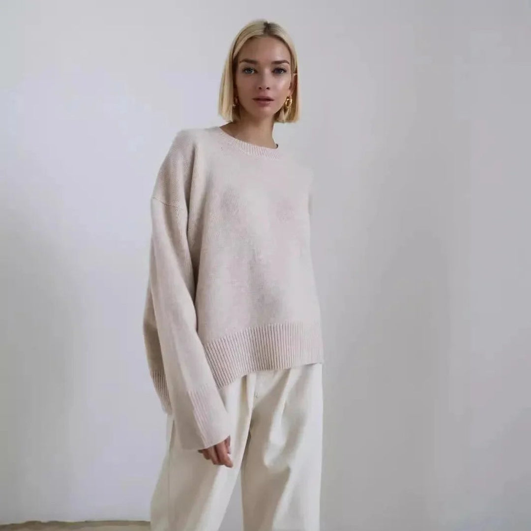 Women's Oversized Knitted Jumper Relaxed Crew Neck Pullover