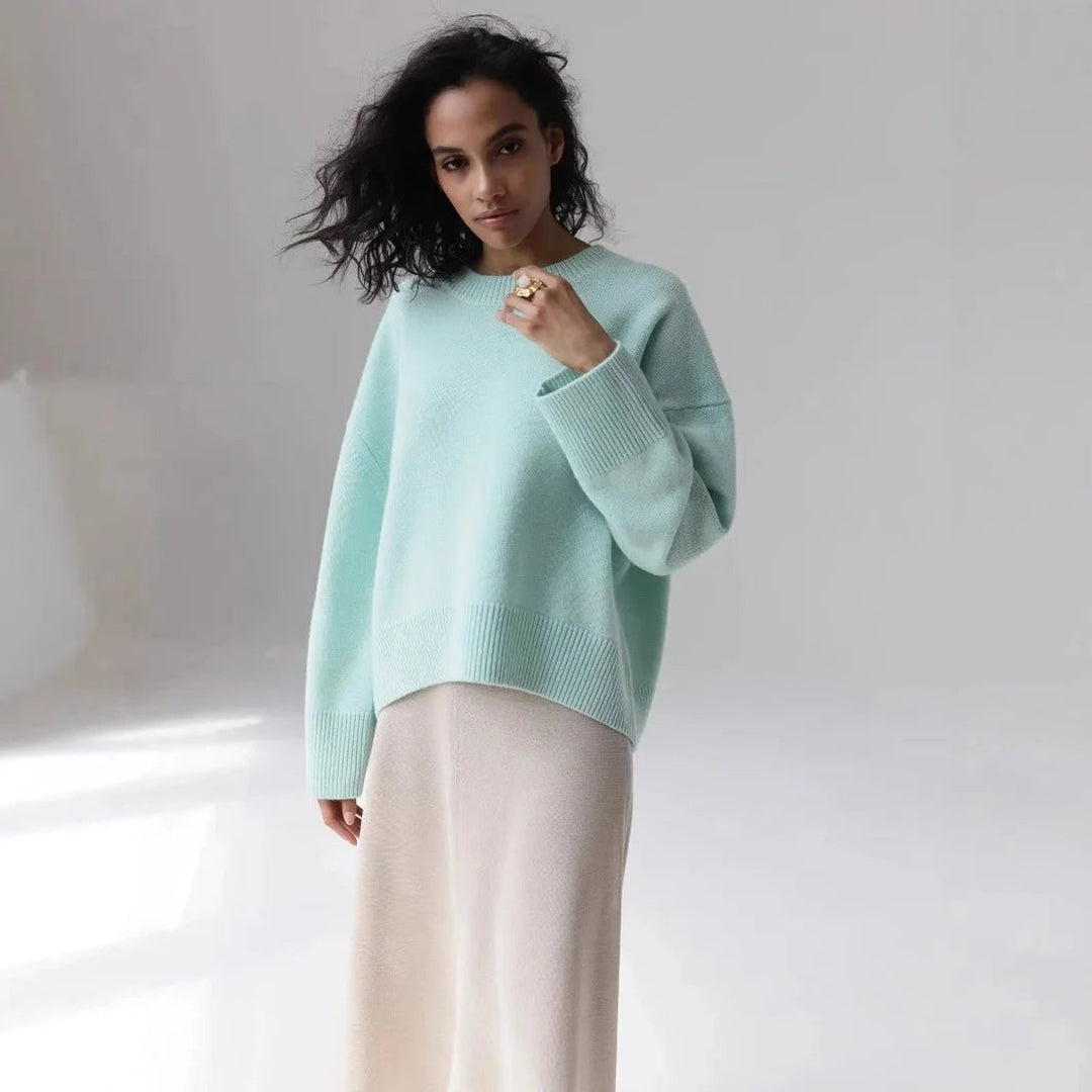 Women's Oversized Knitted Jumper Relaxed Crew Neck Pullover