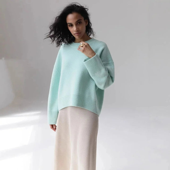 Women's Oversized Knitted Jumper Relaxed Crew Neck Pullover