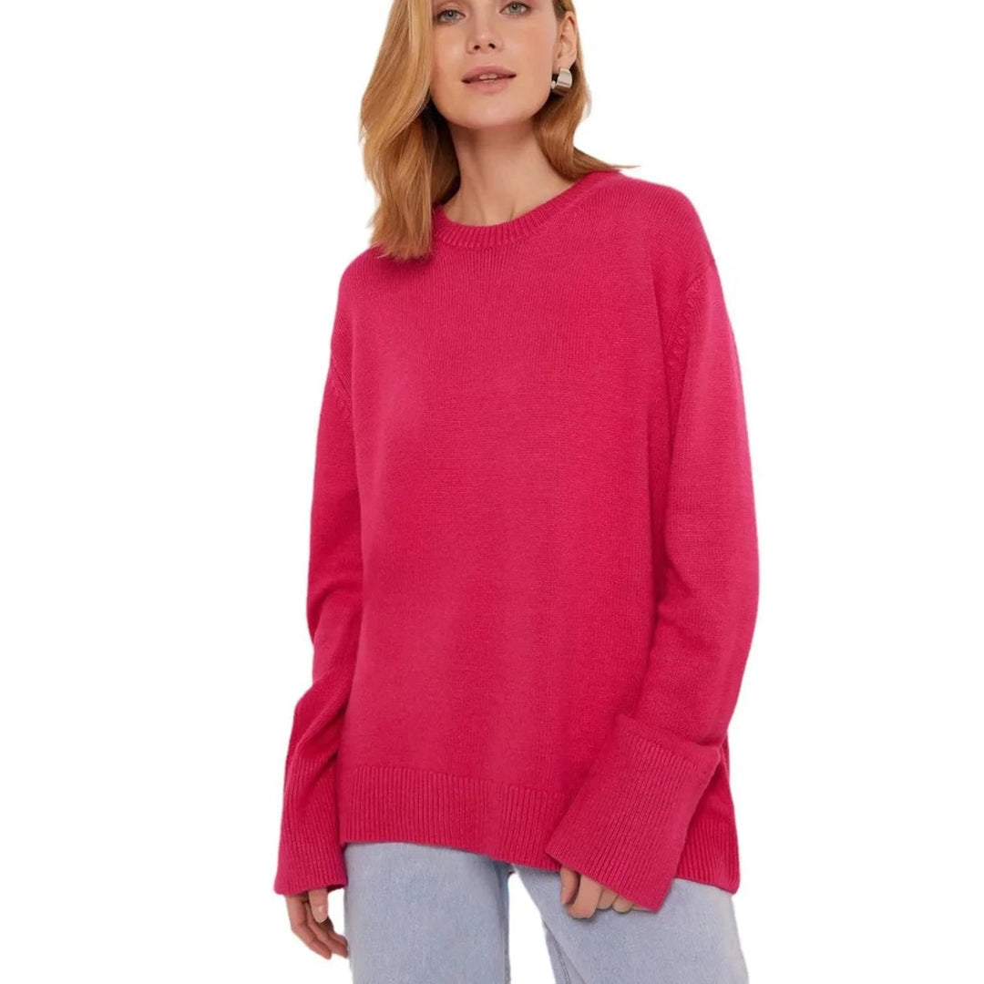 Women's Oversized Knitted Jumper Relaxed Crew Neck Pullover